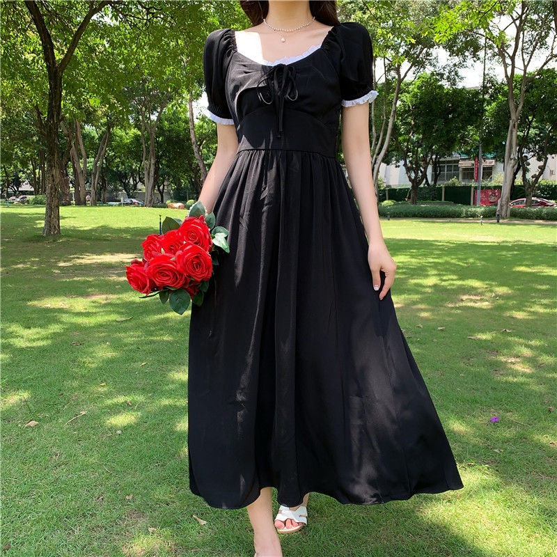 Đầm Midi Cổ Chữ V Xếp Ly Màu Xanh Dương Thời Trang Cho Nữ