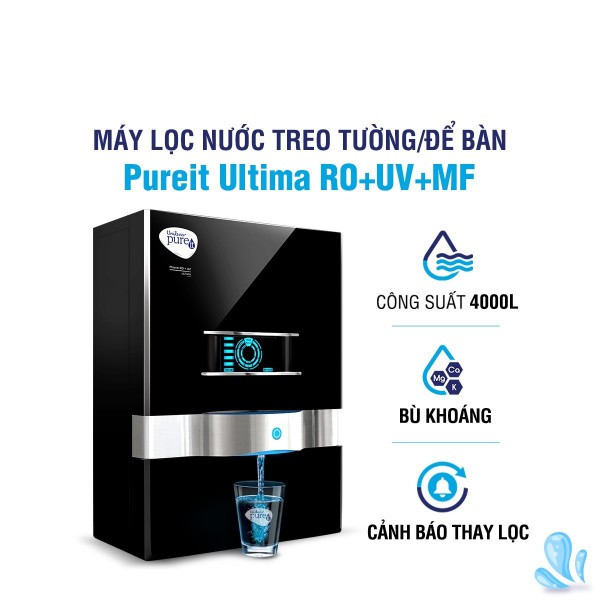 Máy lọc nước Unilever Pureit Ultima Black công suất 4000l - Bảo hành 12 tháng miễn phí lắp đặt toàn quốc