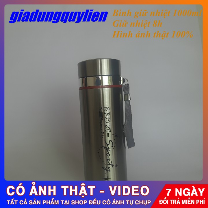 [Hình Thật 100%] Bình Giữ Nhiệt Chất Lượng Cao 1000ml Ruột Inox An Toàn, Giữ Được Đồng Thời Nóng Và Lạnh Trên 12 Tiếng