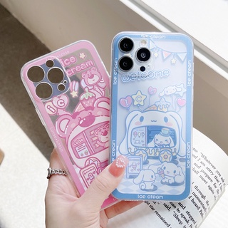 Ốp Điện Thoại Viền Màu Trong Suốt Hình Gấu / Cún Yugui / Dâu Tây Cho Iphone 6 6s 7 8 Plus 13 12 11 Pro Max X XS XR Se20