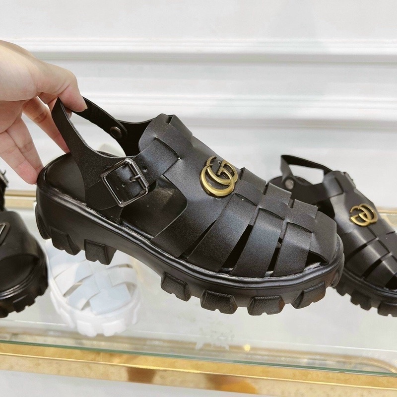 Giày sandal rọ Gu Chi da mềm đế thô răng cưa chống chơn trượt
