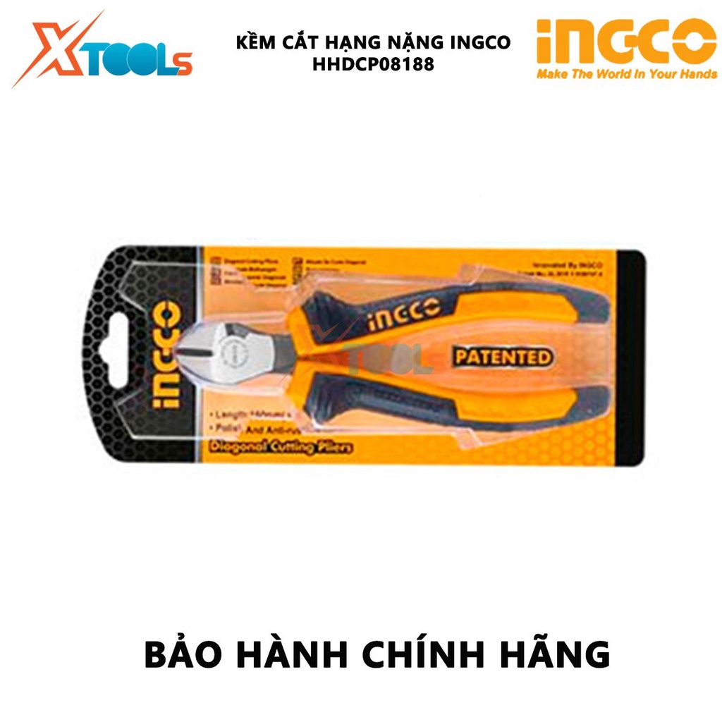 Kềm cắt hạng nặng Ingco HHDCP08188 | Kềm cắt thép Kích thước 7 inch/180mm Đầu kềm được đánh bóng và chống gỉ, dùng để cắ