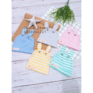Nón Sơ Sinh Tai Thỏ Mintu Cho Bé 100% Cotton Co Dãn