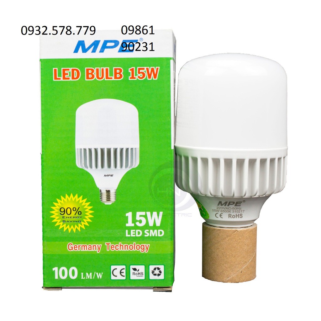 Bóng LED Bulb Trụ thân nhôm tản nhiệt tốt MPE LBA-15 15W