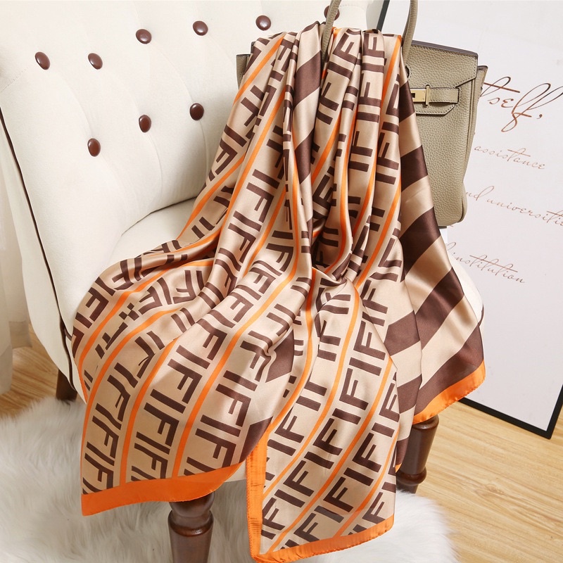 Khăn Lụa Cao Cấp Hoạ Tiết IF Phối Sang Trọng Dành Cho Quý Cô