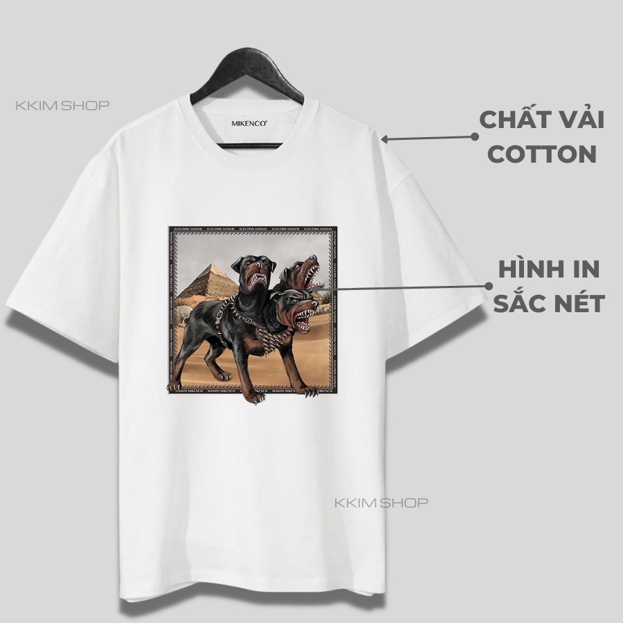 Áo Thun Tay Lỡ MIKENCO CHÓ 3 ĐẦU CEBERUS, áo phông unisex Form rộng oversize, chất liệu Cotton. KKIM Shop