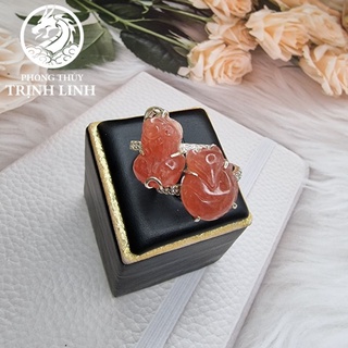 NHẪN BẠC HỒ LY - TỲ HƯU ĐÀO HOA (LOẠI ĐẸP)