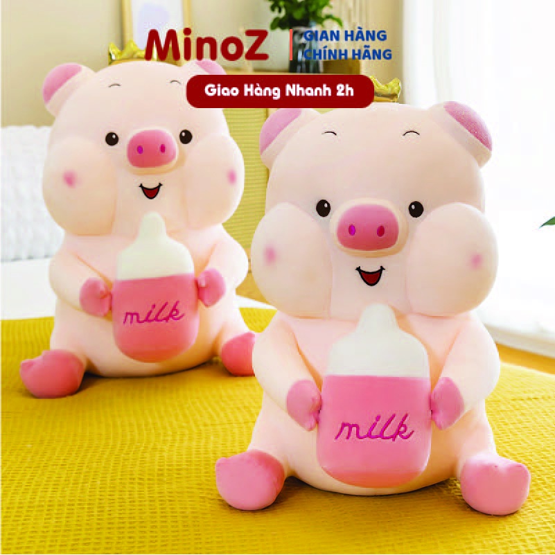 Gấu Bông Heo Vương Miện Ôm Bình Sữa Dễ Thương Mềm Mịn 70cm MINO STORE TH84