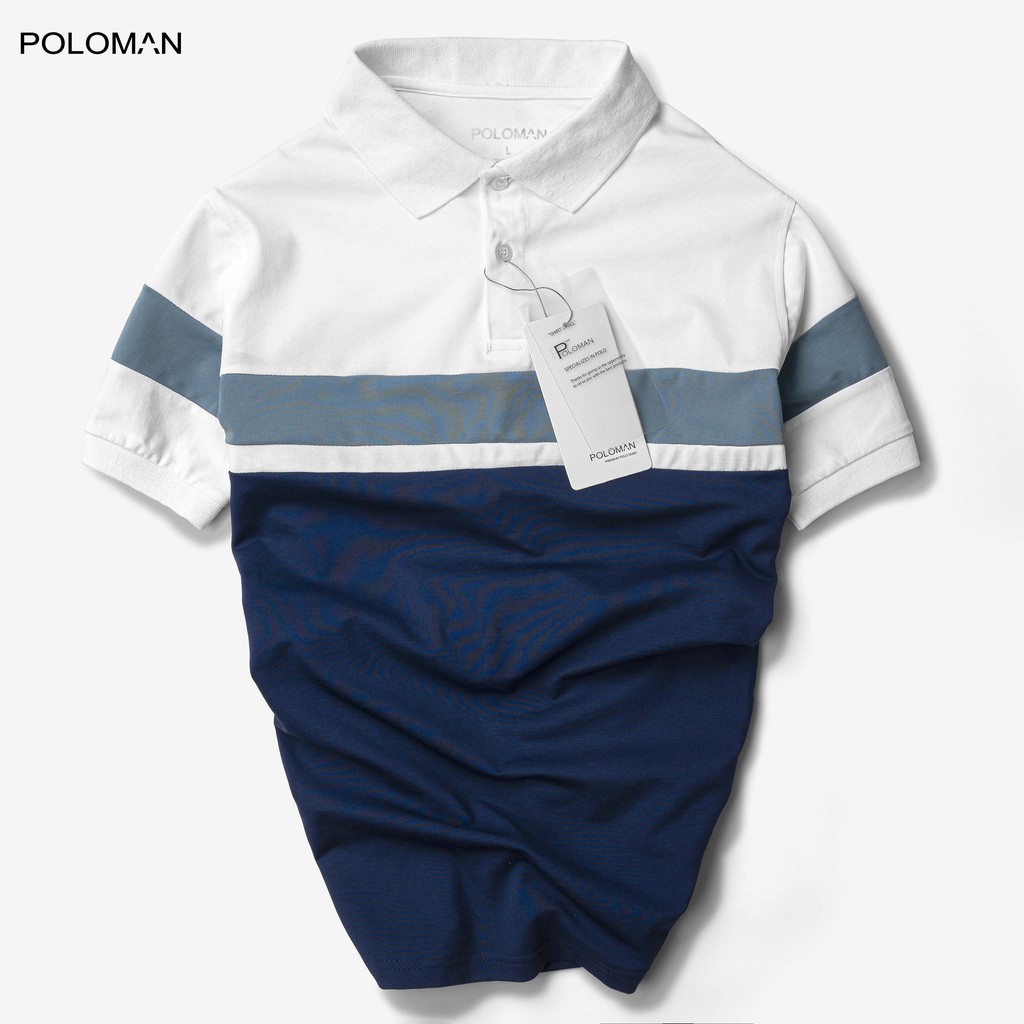 Áo POLO nam phối cổ bẻ AMPUS vải cá sấu Cotton xuất xịn,chuẩn form trẻ trung, thanh lịch - POLOMAN