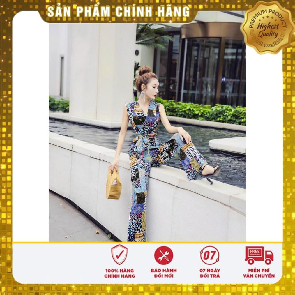 VIP Bộ Đồ Bay Áo Liền Quần Dáng Dài Phối Nơ Eo  -  Jumsuit Lụa Nhập Cao Cấp Quần Dài Phối Màu Siêu Xinh VIP