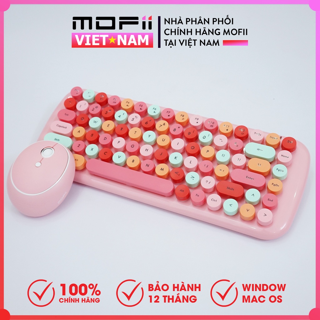 Combo Bàn Phím và Chuột Khô Dây MOFII CANDY MIXED Chín màu vàng. Tương thích CẢ HỆ ĐIỀU HÀNH WINDOWS VÀ MACOS