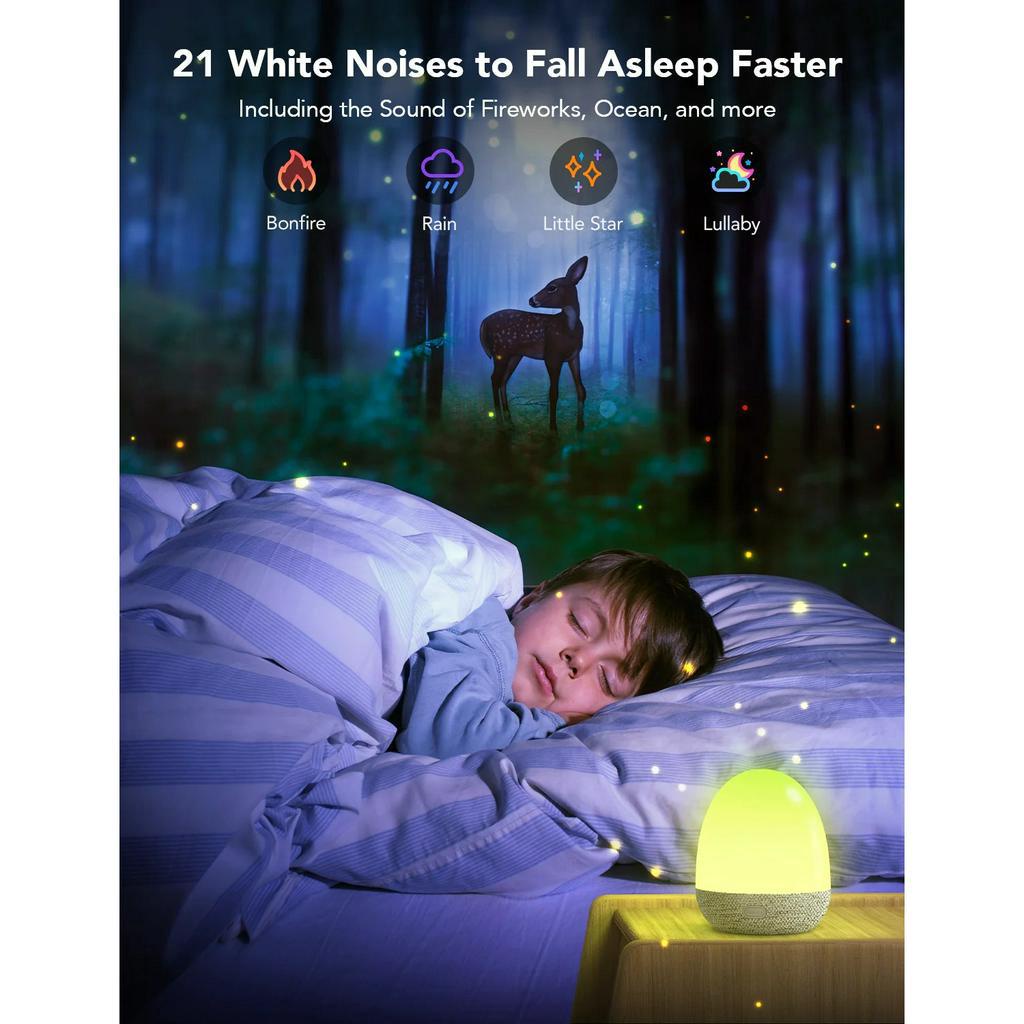 Đèn bàn trang trí phòng ngủ Govee RGBIC Night Light H6057 | Ánh sáng ấm dễ ngủ | Công nghệ khử tiếng ồn bằng White Noise