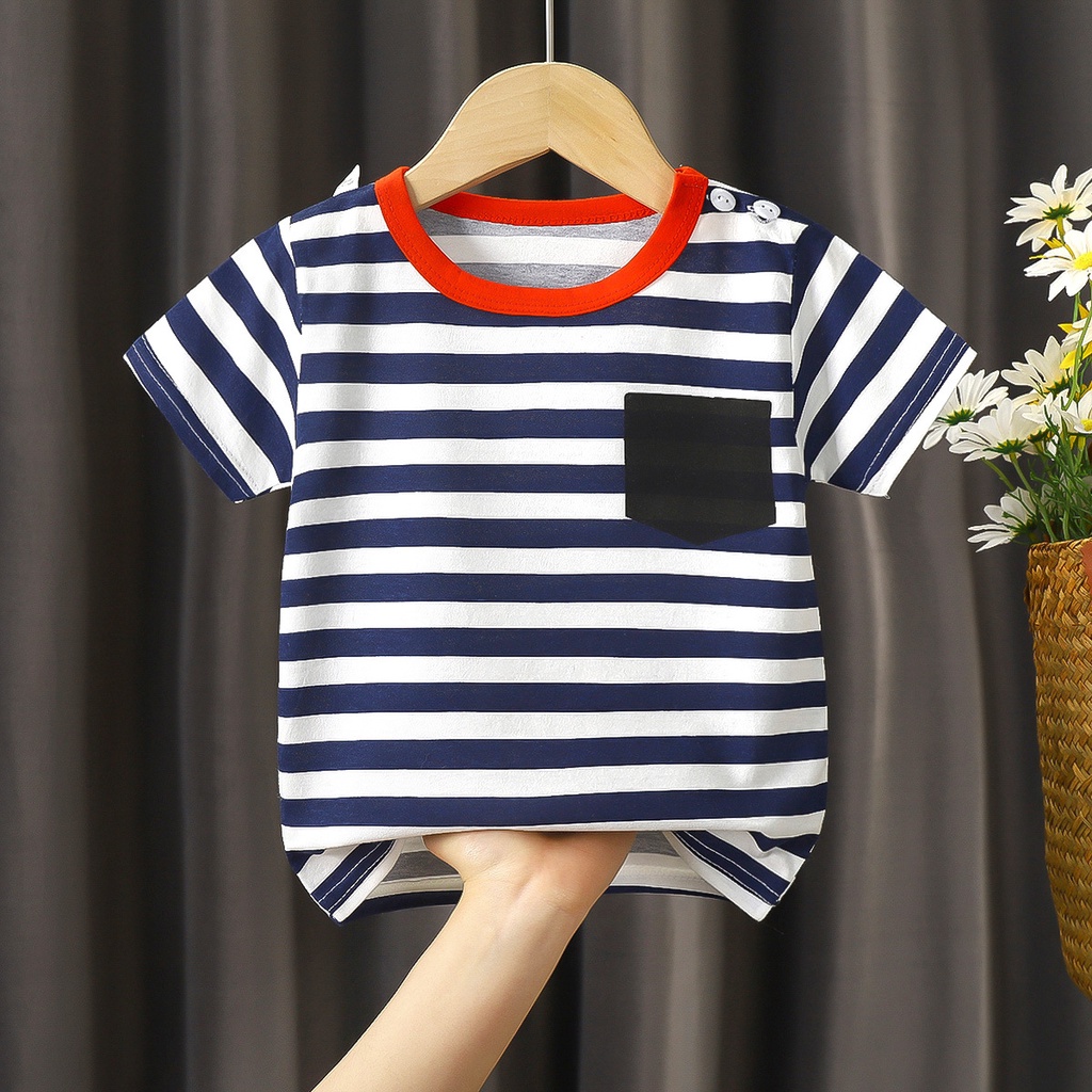 Áo Thun Cotton Ngắn Tay Thời Trang Cho Bé Trai 0-7 Tuổi