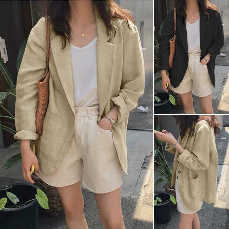 Áo Khoác Blazer Nữ ZANZEA Tay Dài Phối Túi Thanh Lịch Thời Trang | BigBuy360 - bigbuy360.vn