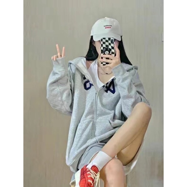 Áo hoodie zip thêu 462