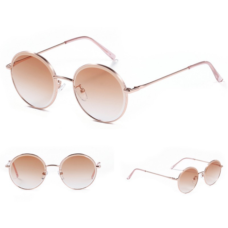 Kính Mát Gọng Kim Loại Tròn Chống Tia Uv Phong Cách Retro