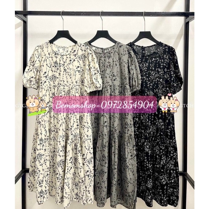 Váy bầu voan dáng babydoll, hoạ tiết hoa nhí siêu xinh