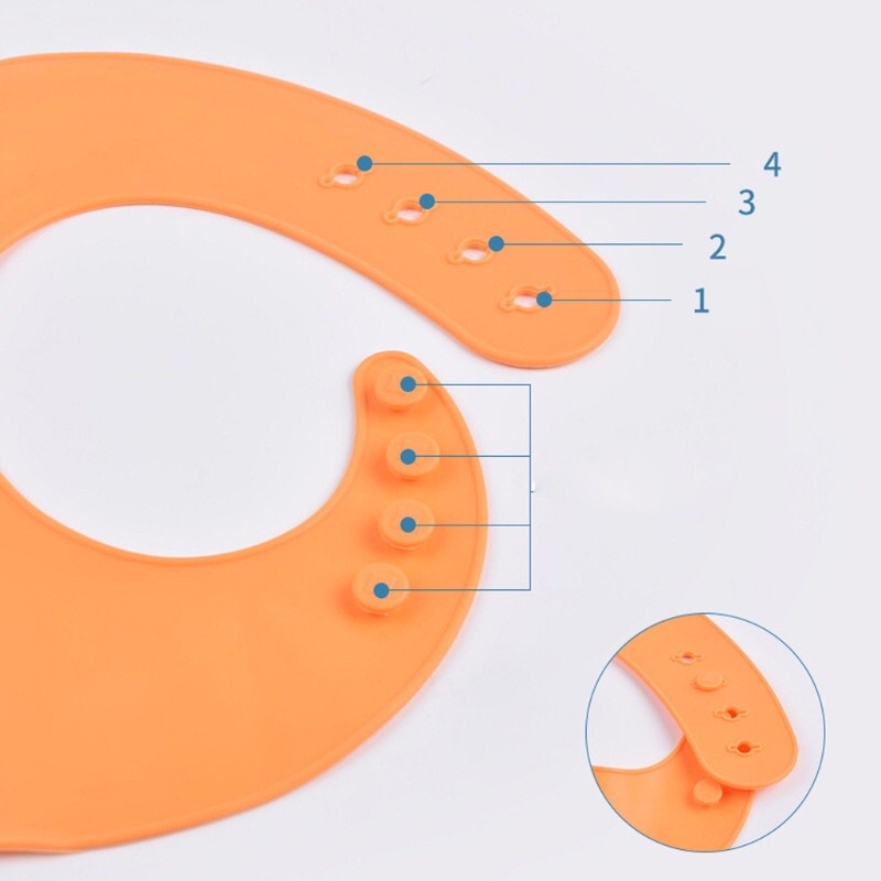 Yếm silicon trơn cho bé ăn dặm có máng hứng