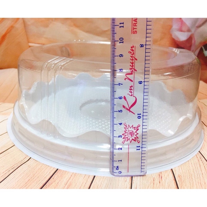 Combo 20 hộp nhựa tròn đựng bánh nắp thấp H47 đường kính 20x8cm