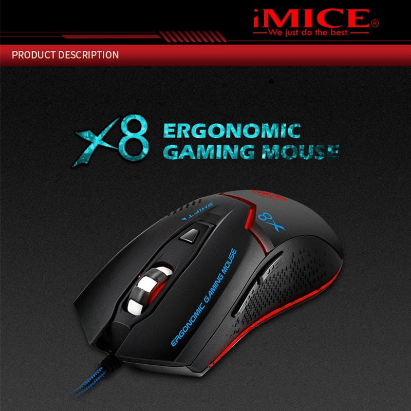 Chuột chơi game có dây IMICE X8 tăng chuột máy tính có thể điều khiển bốn màu