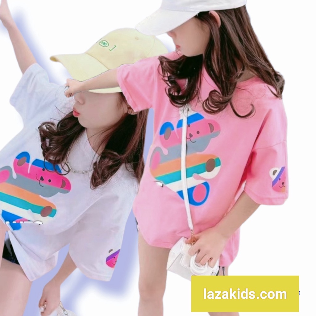 Áo thun bé gái size đại 18kg-50kg phông cotton đôi cho mẹ và bé gấu bảy màu đẹp chất thun mát đẹp LAZAKIDS 10 TUỔI