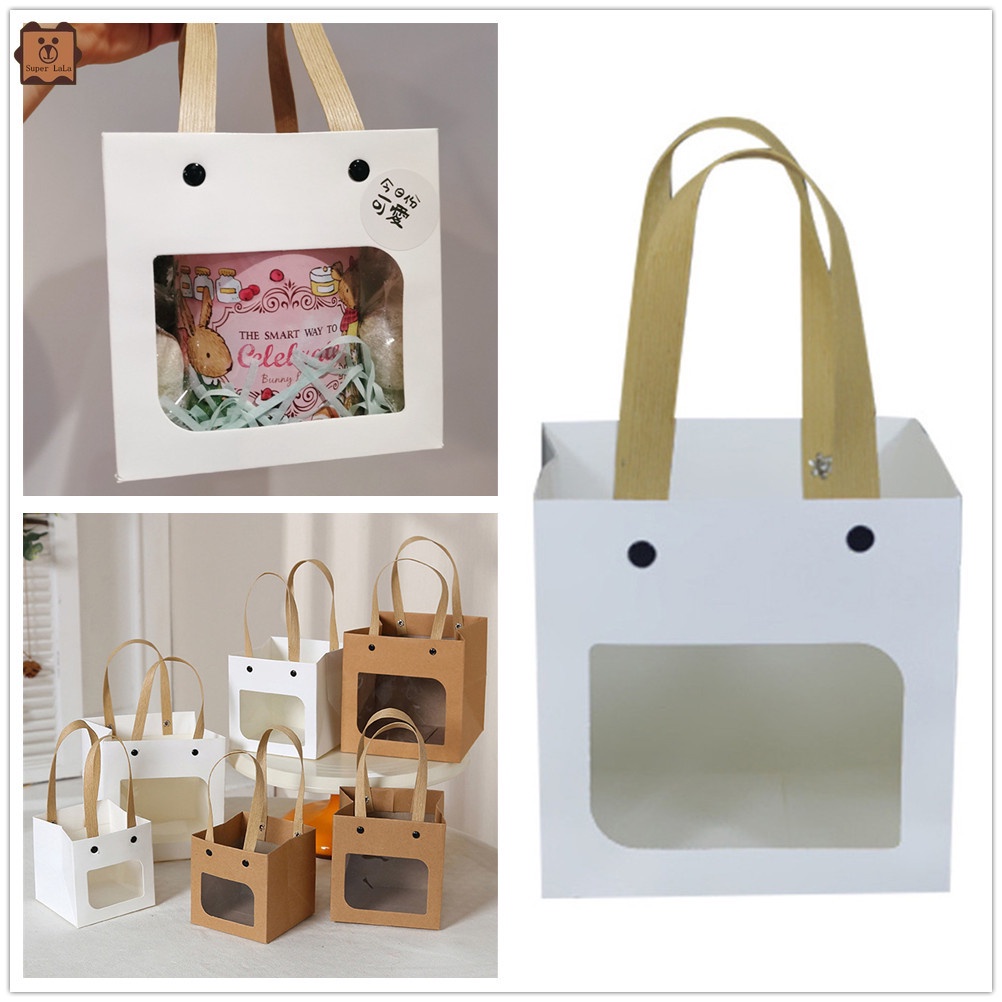 Túi giấy kraft vuông đựng bánh kem thiết kế đơn giản hàng mới