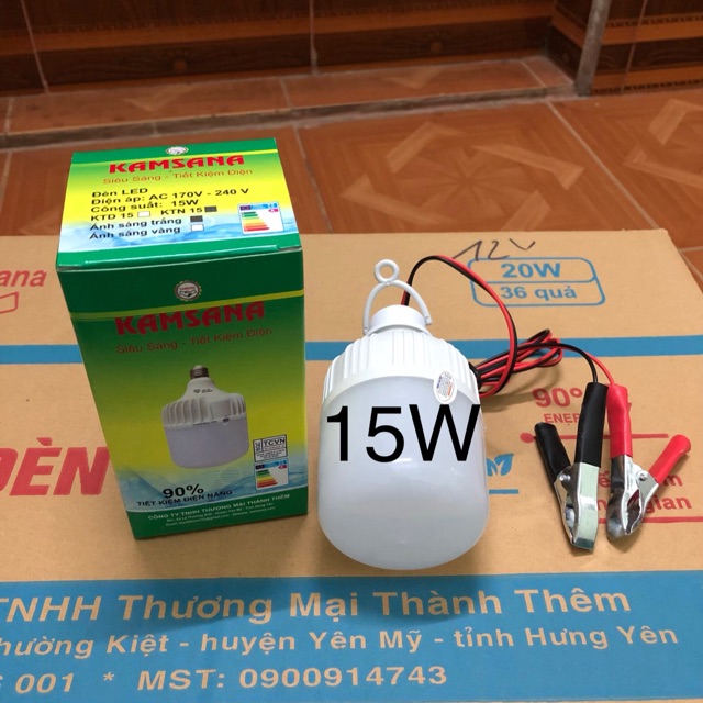 BÓNG ĐÈN LED KẸP BÌNH ẮC QUY- 15W/12V LOẠI CHUẨN.