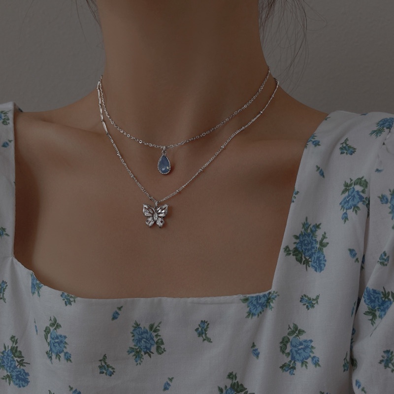 Vòng cổ mặt hình bướm đính đá zircon thanh lịch