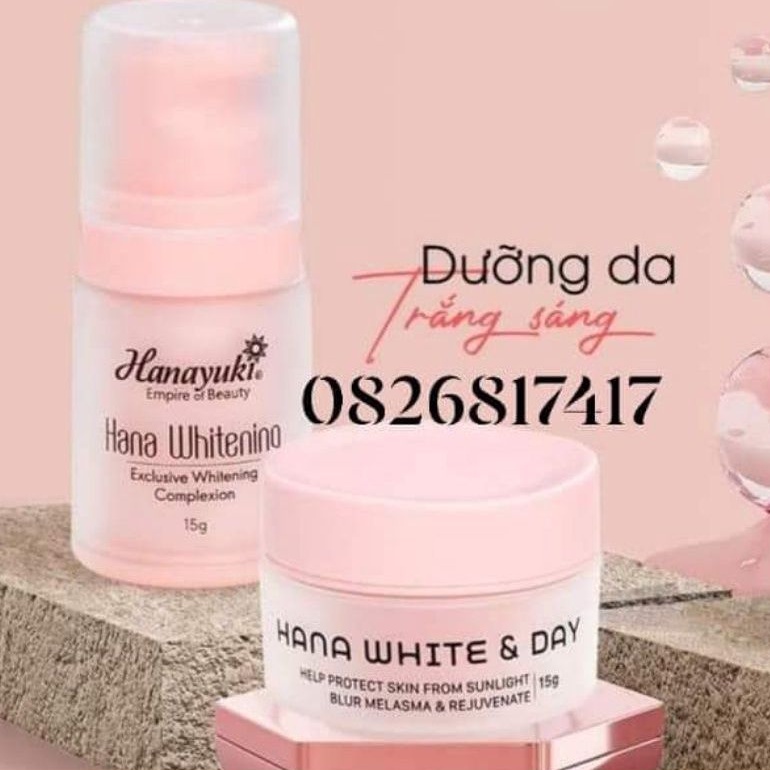 [ BỘ MINI] COMBO DƯỠNG TRẮNG BAN NGÀY HANAYUKI 15gam( HANA WHITENING + HANA WHITE DAY)