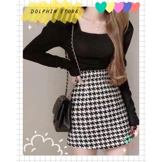 Bigsize set áo cổ vuông tay dài - chân váy a bigsize