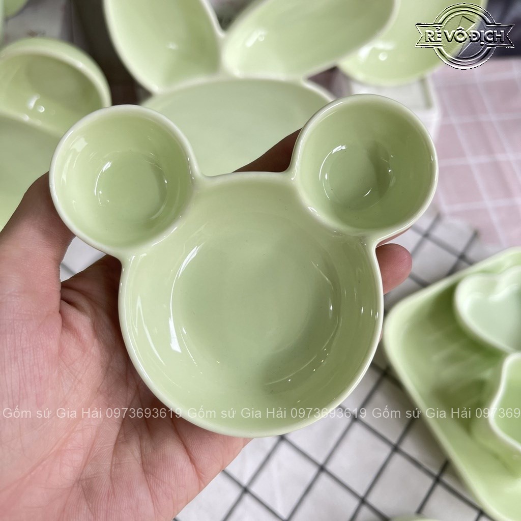 Bát Ăn Cơm Bát Chè Đĩa Sứ Chén Dĩa Sứ Dễ Thương Cute Decor Cao Cấp sét 14 món màu xanh