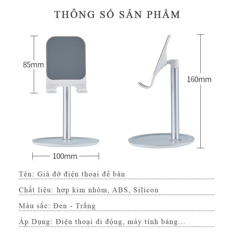 Giá đỡ điện thoại để bàn 2 màu đen trắng, kệ để điện thoại tiện lợi FASOLA