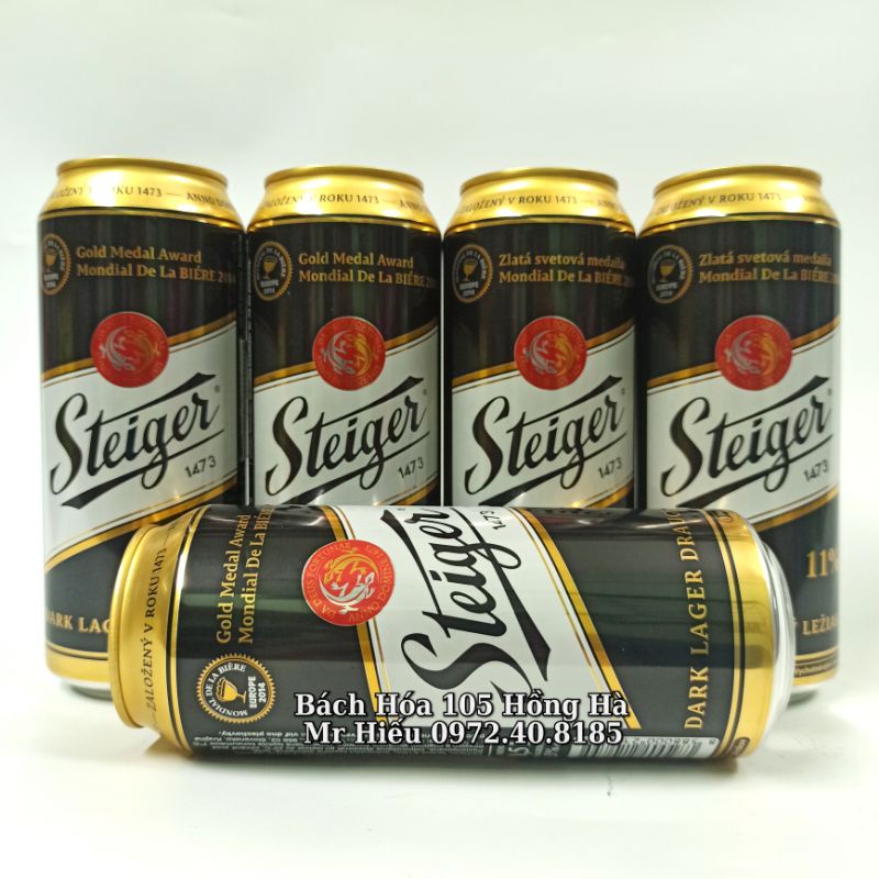 Lốc 6 lon bia đen Steiger 500ml