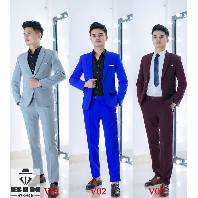 [Big Sale] Bộ vest màu đỏ mận 1 áo vest và 1 quần