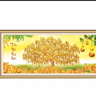 Tranh Thêu Chữ Thập Cây Kim Tiền KT 122x55