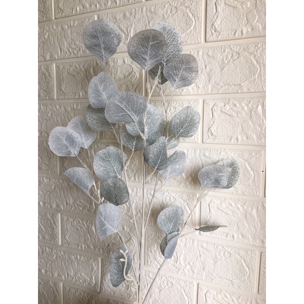 Cành lá giả/Cành lá bạch đàn 5 nhánh dài 90 cm, 6 màu decor siêu đẹp