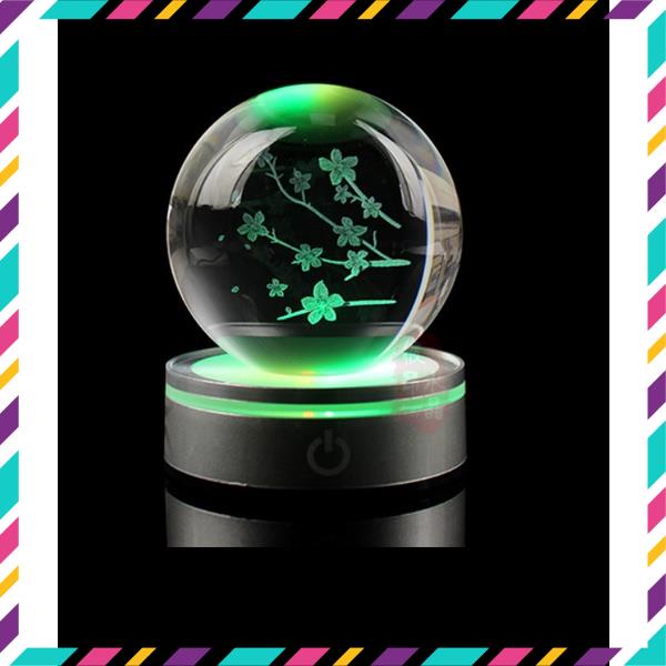 Quả Cầu Pha Lê 3D Phát Sáng Ban Đêm, Công Tắc Bật Tắt Chuyển Màu Sáng Linh Hoạt, Thích Hợp Quà Tặng, Decor Trang Trí