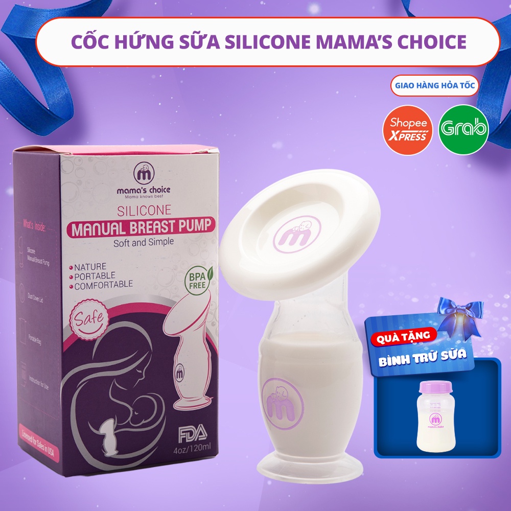 Cốc Hứng Sữa Mama’s Choice, Hút Sữa Rảnh Tay, Chất Liệu Silicone Cao Cấp, Chứng Nhận An Toàn FDA