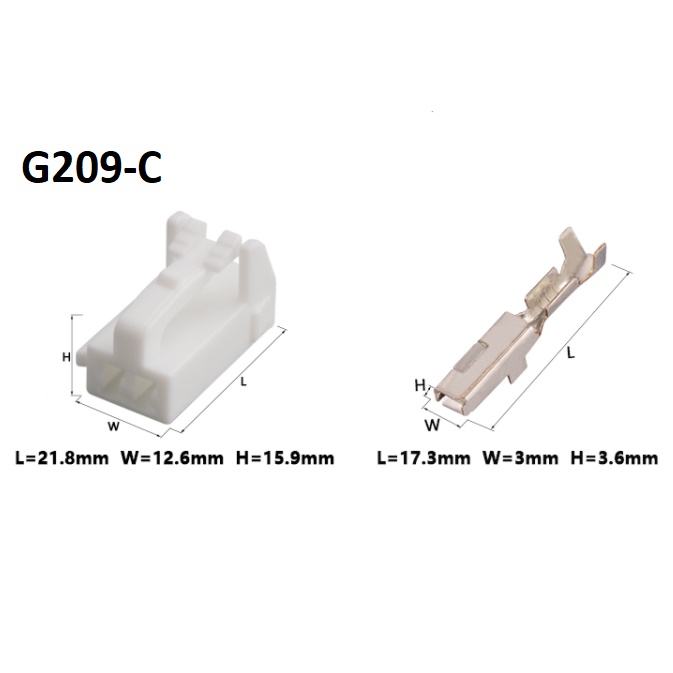 G209-Giắc cắm động cơ điện thông gió 2 lỗ 2.2mm màu trắng