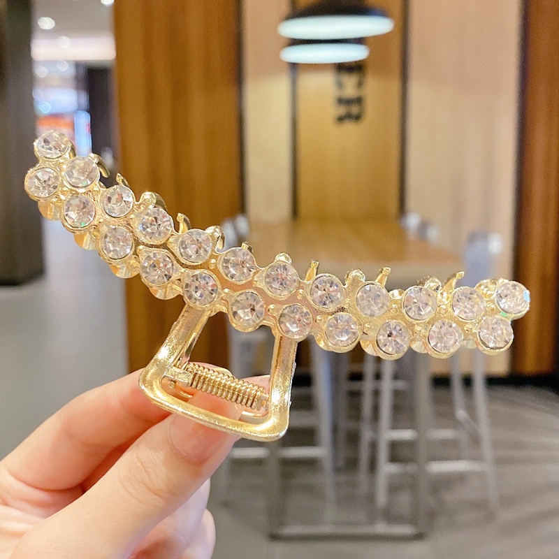 Kẹp Tóc Kim Loại Đính Đá Ngọc Trai Nhân Tạo Phong Cách Thời Trang Hàn Quốc