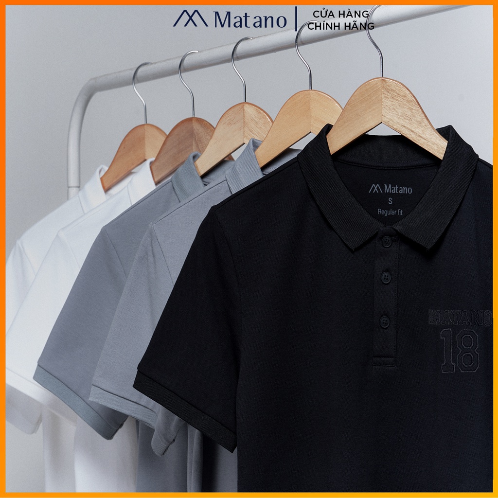 Áo thun polo nam có cổ đẹp MATANO - Áo phông polo nam cổ trụ bẻ ngắn tay thêu ngực thanh lịch vải cá sấu cotton 031 | BigBuy360 - bigbuy360.vn