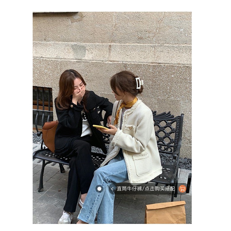 Áo Khoác cardigan Cổ Tròn Phong Cách Pháp Thời Trang Thu Đông Cho Nữ