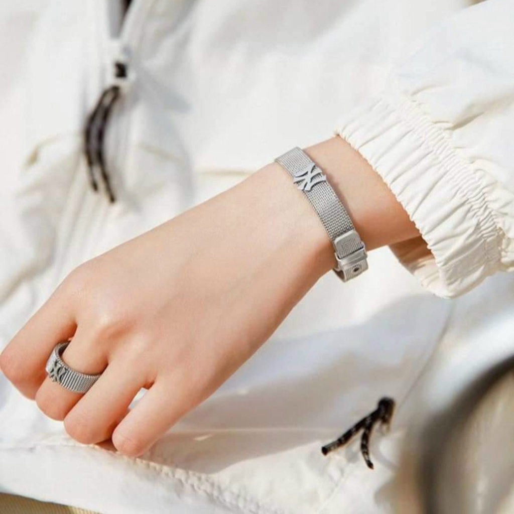 Nhẫn MLB unisex nam nữ titan sáng bóng cao cấp fullbox làm quà