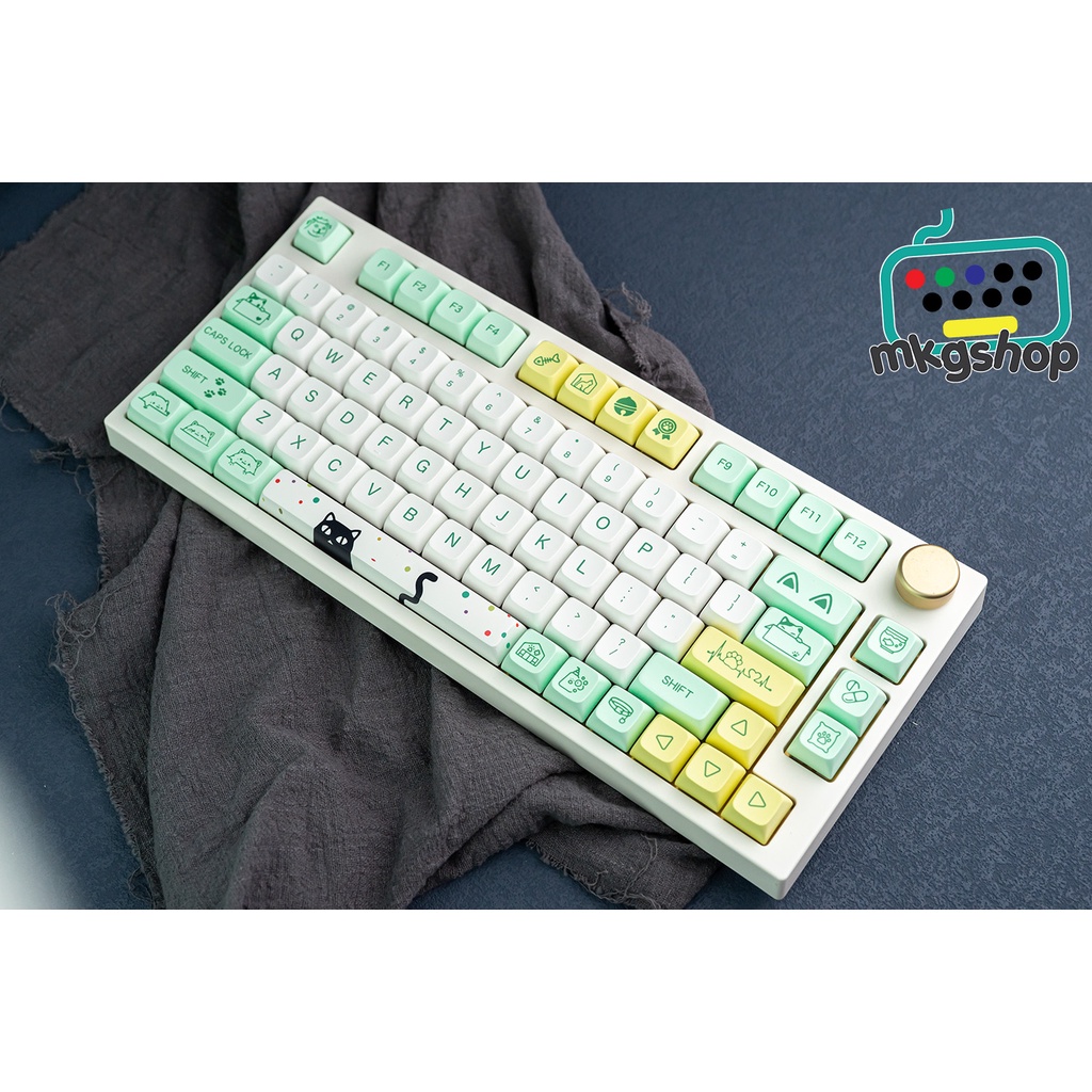 Keycap Home Cat, nhựa PBT in nhiệt dyesub, 130 nút bàn phím cơ giá siêu rẻ, XDA profile weird cat