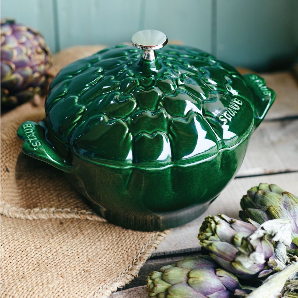 Nồi gang Staub Artic.Cocotte B-Gr 22cm 3L màu xanh lá hình atiso