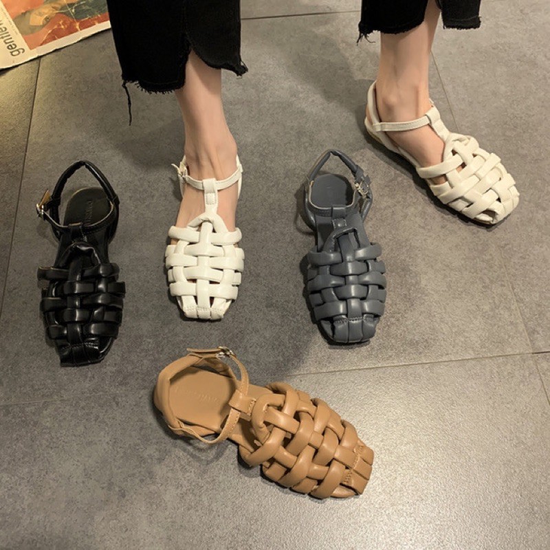 Sandal ulzzang mũi rọ đế bệt