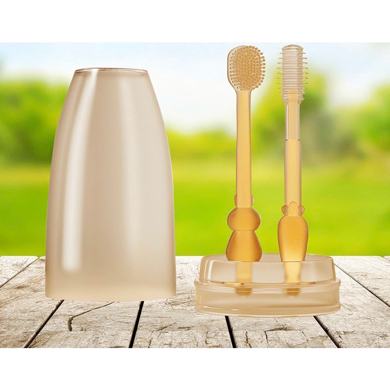 Set bàn chải và rơ lưỡi/tưa lưỡi Silicon vệ sinh răng miệng cho bé