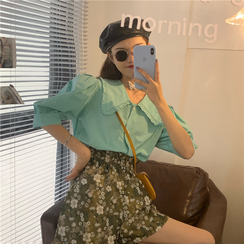 Set áo kiểu + quần short in họa tiết thời trang mùa hè dễ phối đồ | BigBuy360 - bigbuy360.vn