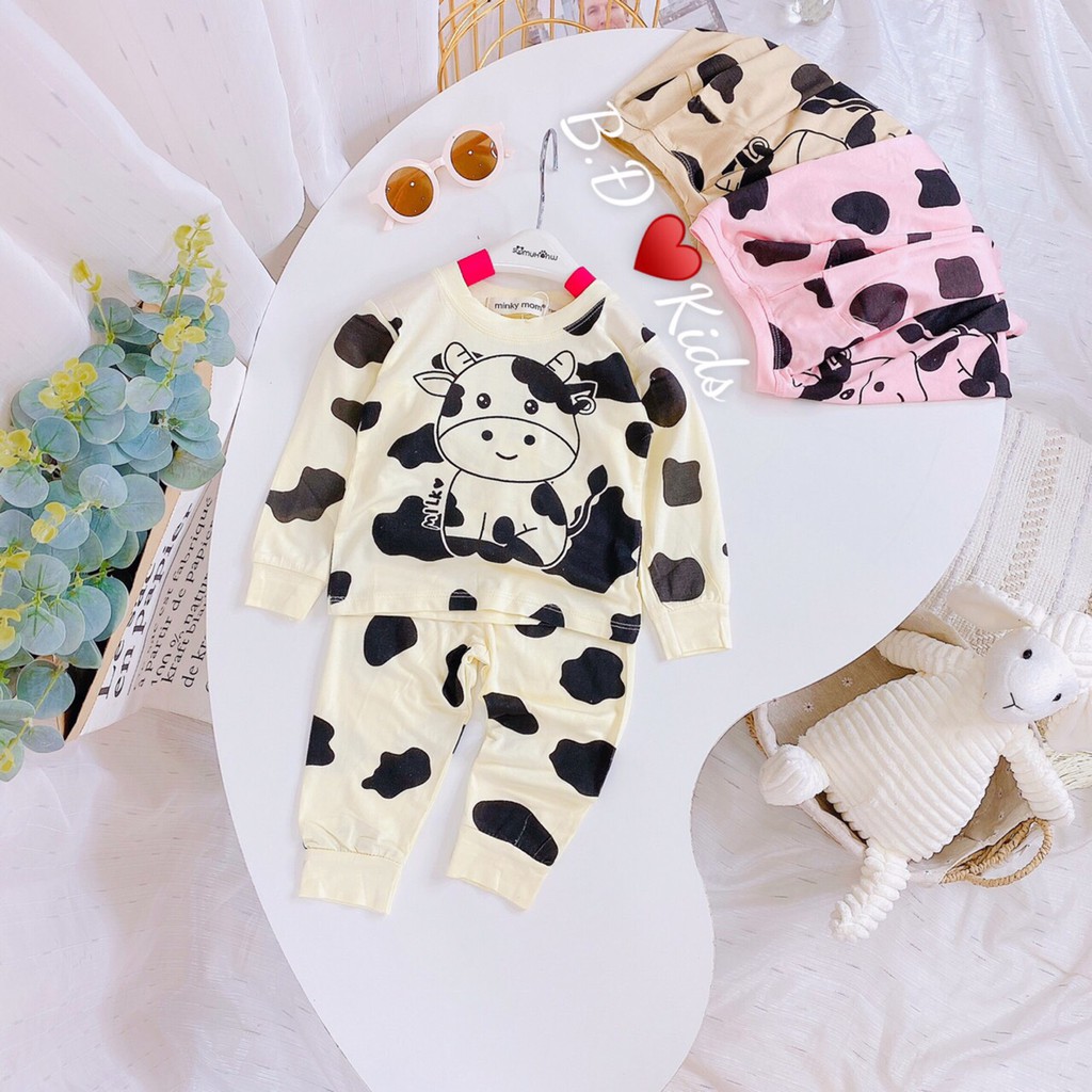 Bộ thun lạnh dài tay bò sữa cho bé trai bé gái