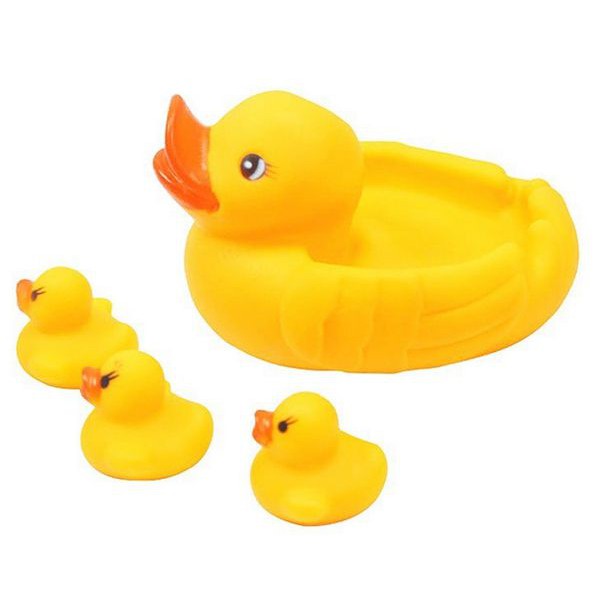 Đàn vịt chút chít thả bồn tắm có vịt mẹ và 3 vịt con vui nhộn